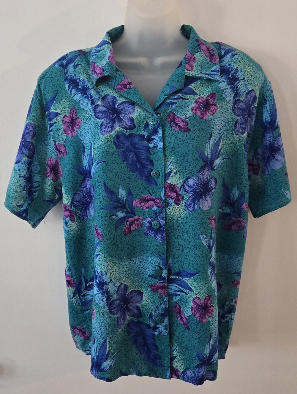 Vintage Ship 'n Shore Tropical Camp Shirt Sz M Late 1980's Shoulder Pads Euc
